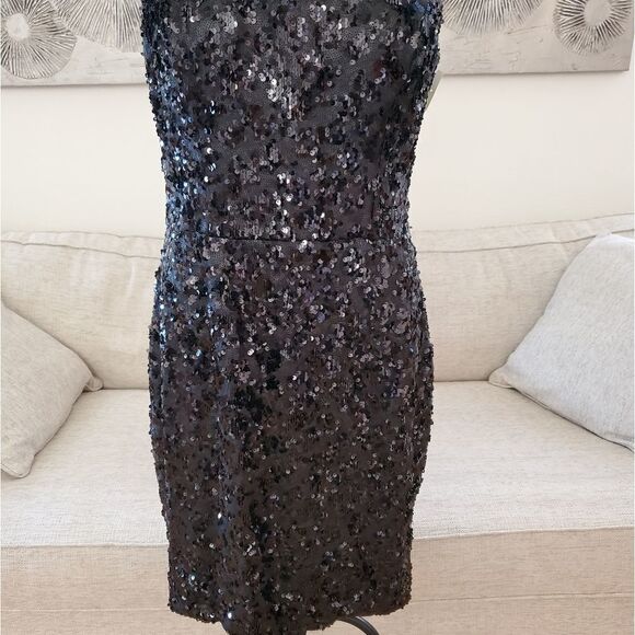 Dress the Population Lindsay Sequin Cheetah Sheath Dress size Large - NEW - Picture 6 of 13